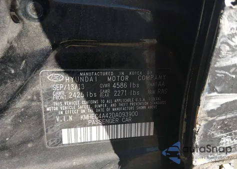 2013 Hyundai Sonata Hybrid Limited z USA, uszkodzony, nr VIN KMHEC4A42DA093900
